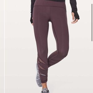 Rare Lululemon Motionful 7/8 Tights Size 6 Black Cherry